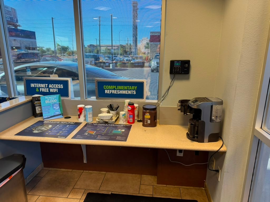 Complimentary refreshments and free WiFi station
